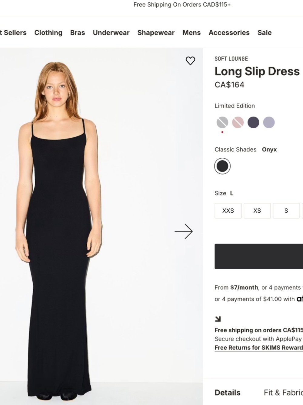 SKIMS SOFT LOUNGE MAXI DRESS XXS